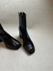 French retro square head high heel short boots women's versatile temperament sense rear zipper thin boots black