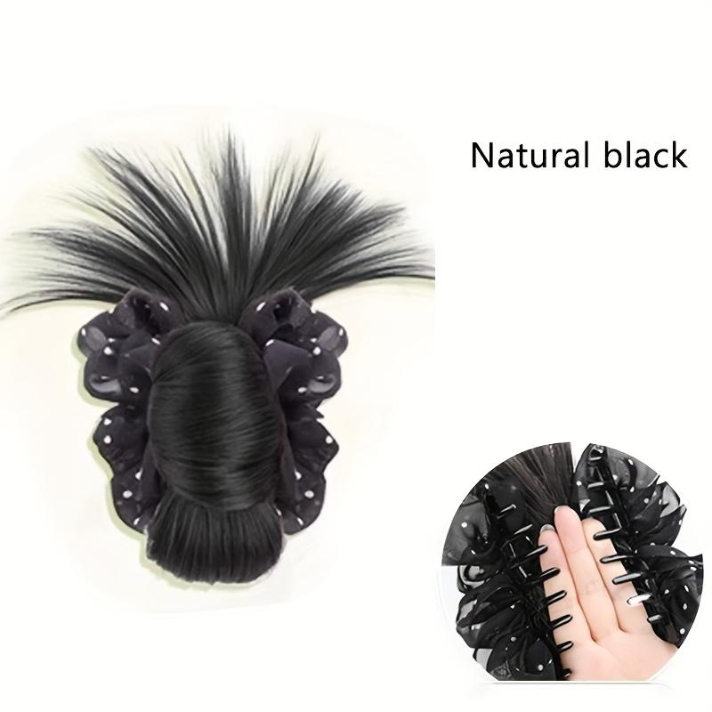 Synthetic Natural Bun Head Wig with Mesh Hairpiece Hair Chignon Claw Clip Ponytails Extensions Hair Accessories For Women Girls