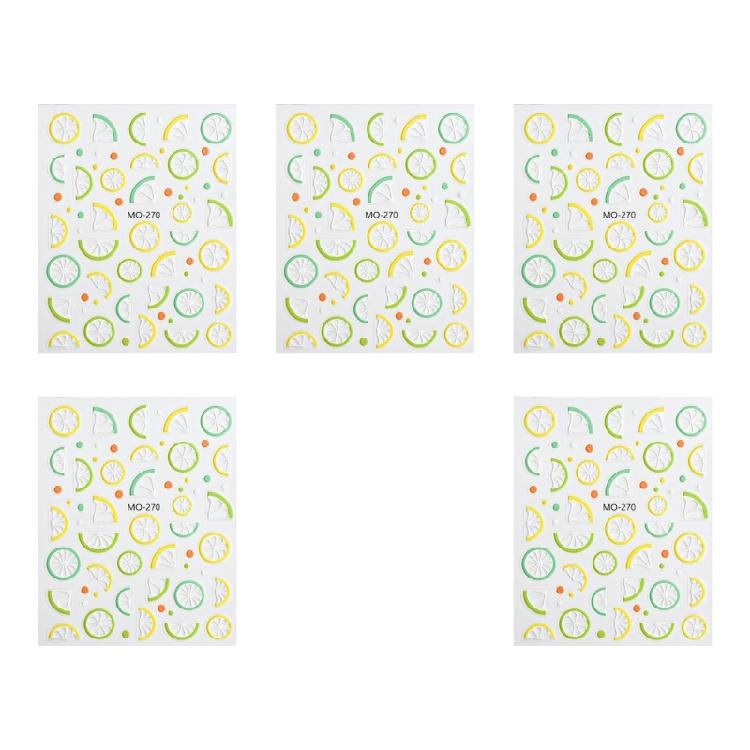 Summer Fruit Nail Art Stickers Set Of 5 Durability Waterproof Nail Decals Easy To Apply For Parties And Travel