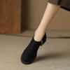 Retro round Toe High Heel Ankle Boots Women's Spring Autumn Frosted Leather Deep Mouth Single Shoes Comfortable Flat Heels