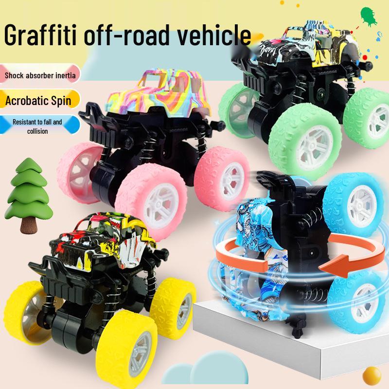 Children's Toy: Inertia-Powered 4WD Stunt Off-Road Vehicle