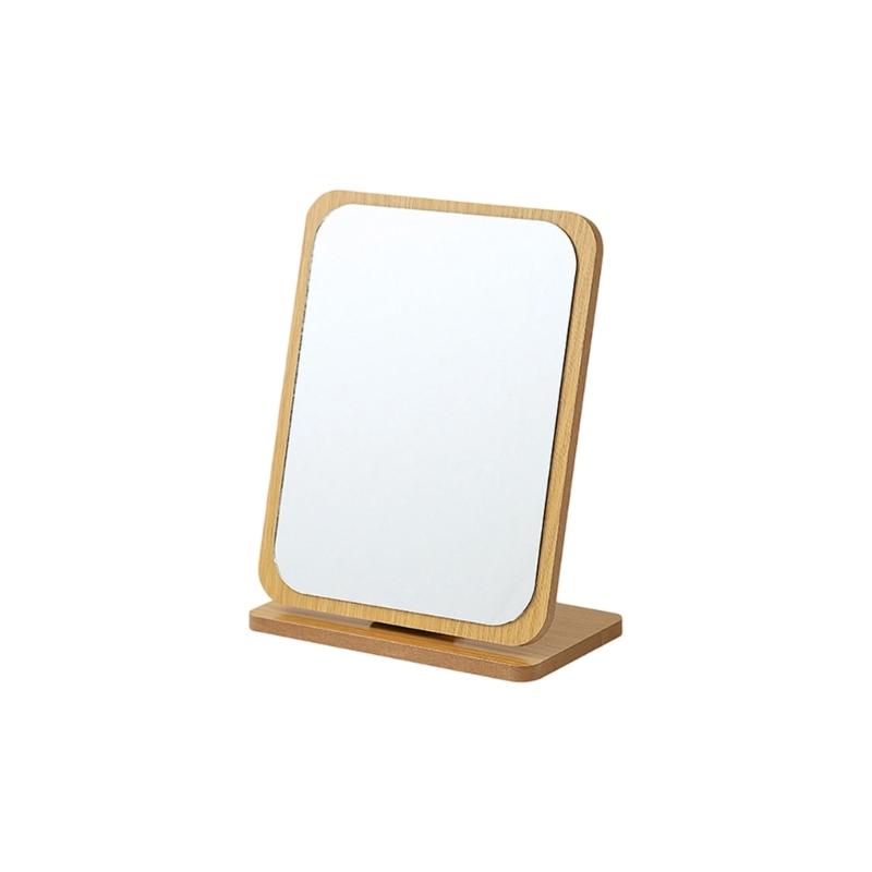 Rotatable Makeup Mirror with Wooden Stand Desktop Makeup Mirror,Lovely Cosmetic Mirror Vanity Mirror for Womens Girls