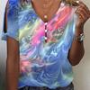 Summer Fashion Casual V-neck Women's Printed Tie Dye Short Sleeved T-shirt