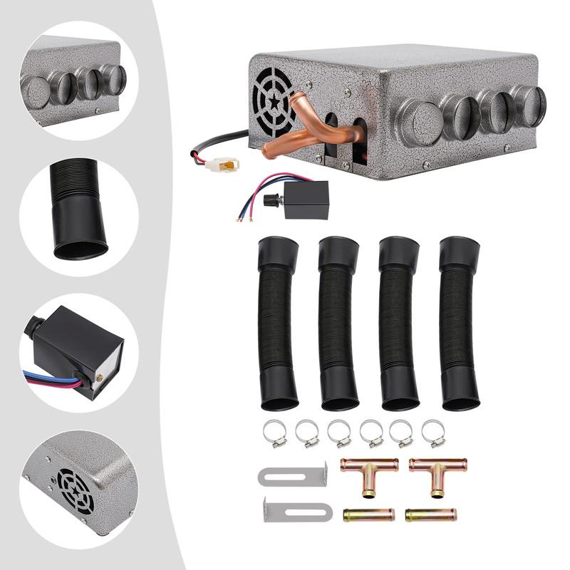 12V 4 Port Universal Heater Under Dash Heater Air Heater Copper Iron Durable Blower Motor Defrost Defog Warm Feet Cabin Heater Easy Installation Self