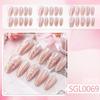 30-Piece Sweet Pink Flower Embossed Cat Eye Short Almond Detachable False Nails