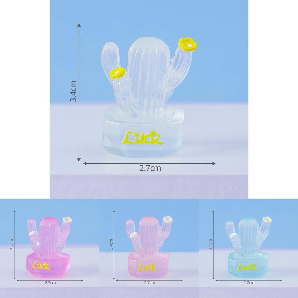 Adorable Glowing Cactus Resin Miniature Desk Car Decoration In 7 Colors