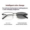 Multifocal Color Changing Presbyopia Glasses, Male Intelligent Zoom High-Definition Half Frame Presbyopia Glasses