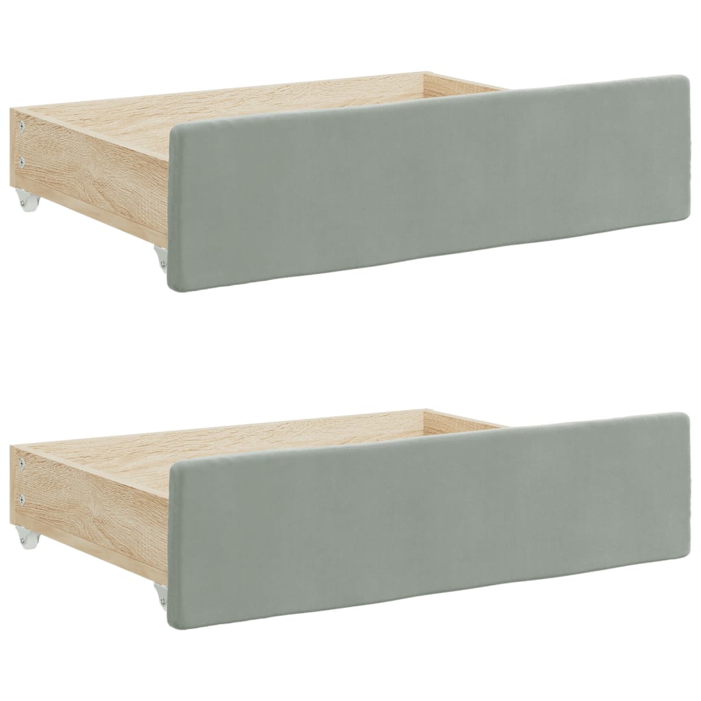 Daybed with Pull Out Function and Drawers Light Grey 90 X 200 Cm Velvet