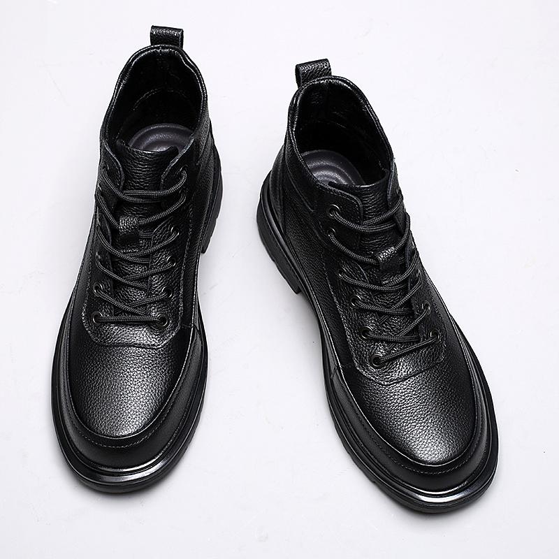 Autumn Winter Mens Basic Boots High Top Shoes Outdoor Genuine Leather Botas Combat Desert Boots Leisure Walk Ankle Boots