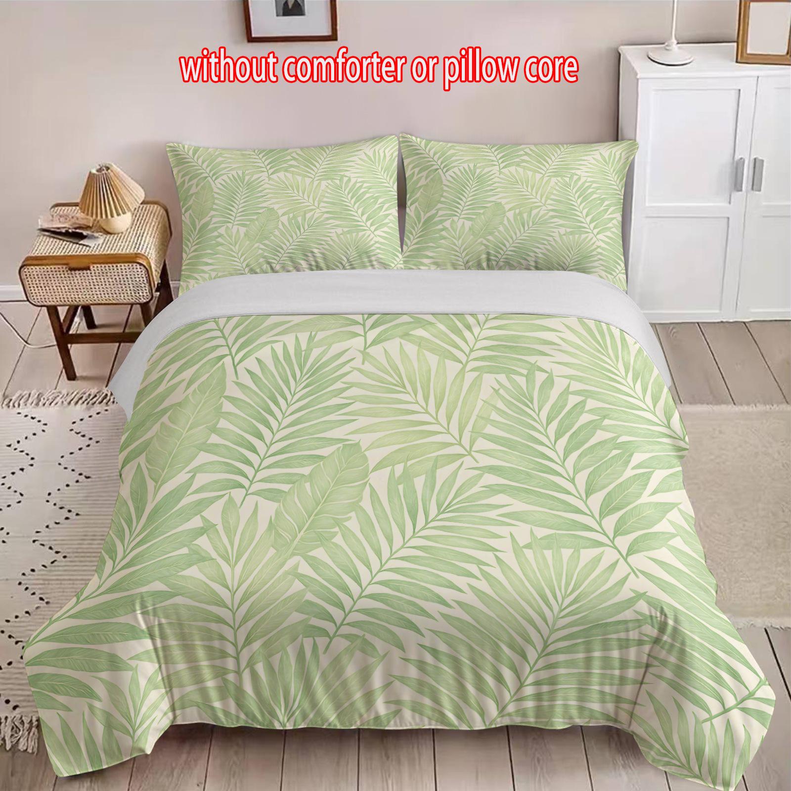 

Green Leaf Small Fresh Three-Piece 3D Digital Printing cover 90 * 200 + and 50 * 75 * 1