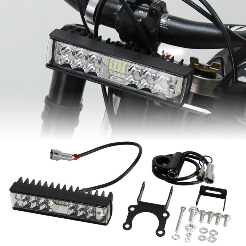 Motorcycle Front Lamp Kit with Manual Control Lead, Bolt-On Brackets and Metal Housing for Low-Light Trail Use and Daily Lamp Service