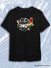TeeSensation Black Crew Neck Short Sleeve T-Shirt with Angry Cartoon Hockey Puck Print
