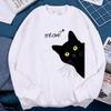 Fun Cat Diagram Print Pullovers Autumn Basics Loose Street Women Clothing Fashion Oversize Versatile Daily Warm Long Sleeved Crew Neck Pullover