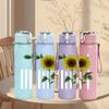 1PC Sunflower Single Stem Floral Print 750ml Color Plastic Sports Water Bottle Leakproof Flip Straw Lid Suitable for Sports Office Home Use
