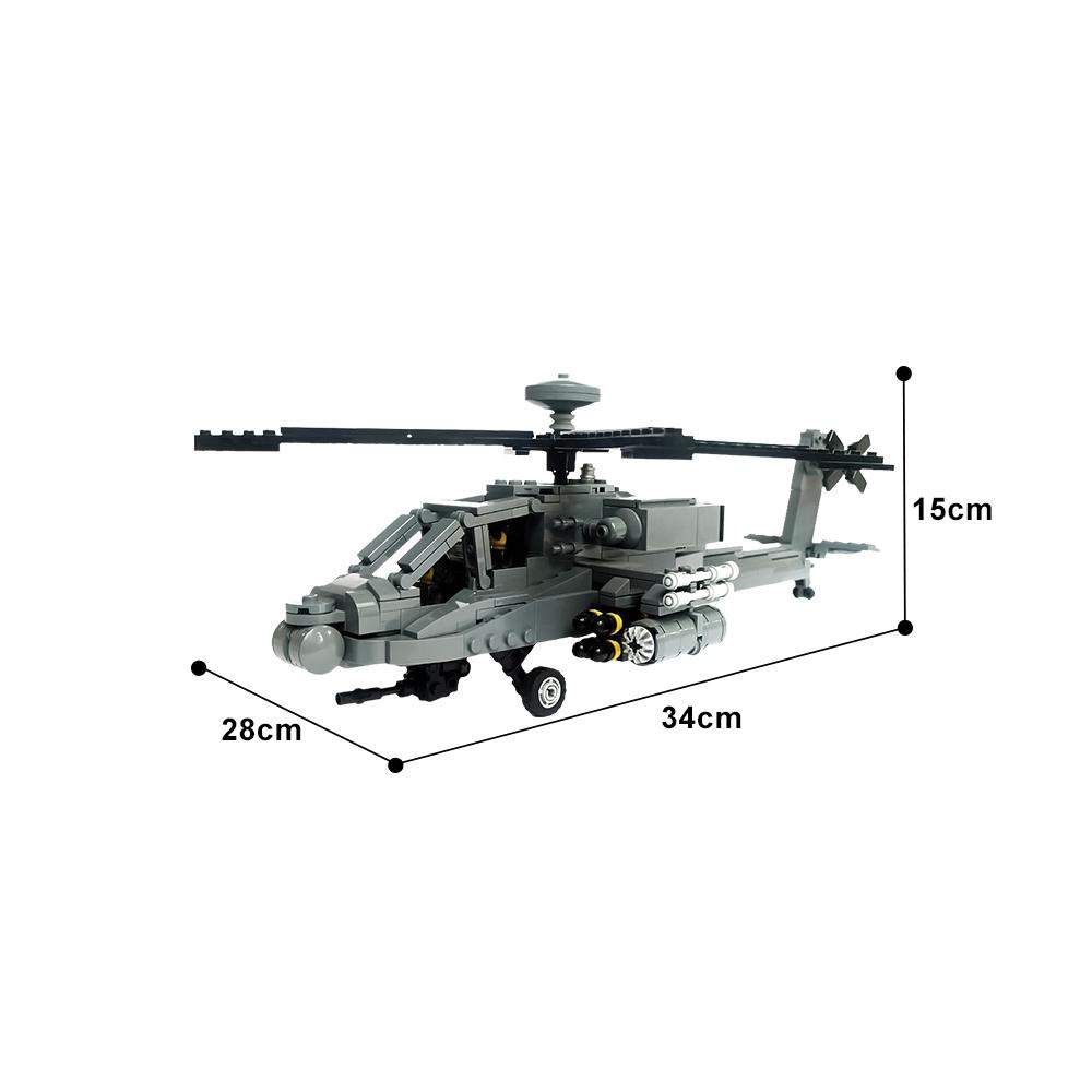 MOC AH-64D Apache Longbow Military Armed Helicopter Building Block Model Army Helicopter DIY Brick Toys Kids Birthday Gifts Toys