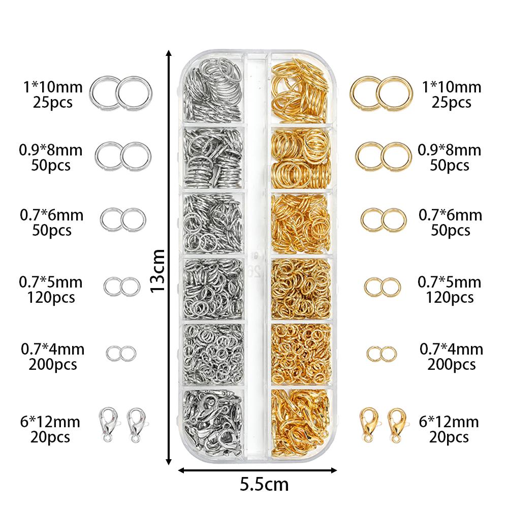 1Box Jewelry Findings Kits Zinc Alloy Open Jump Rings Lobster Clasps for DIY Bracelet Necklace Chain Accessories Making Supplies