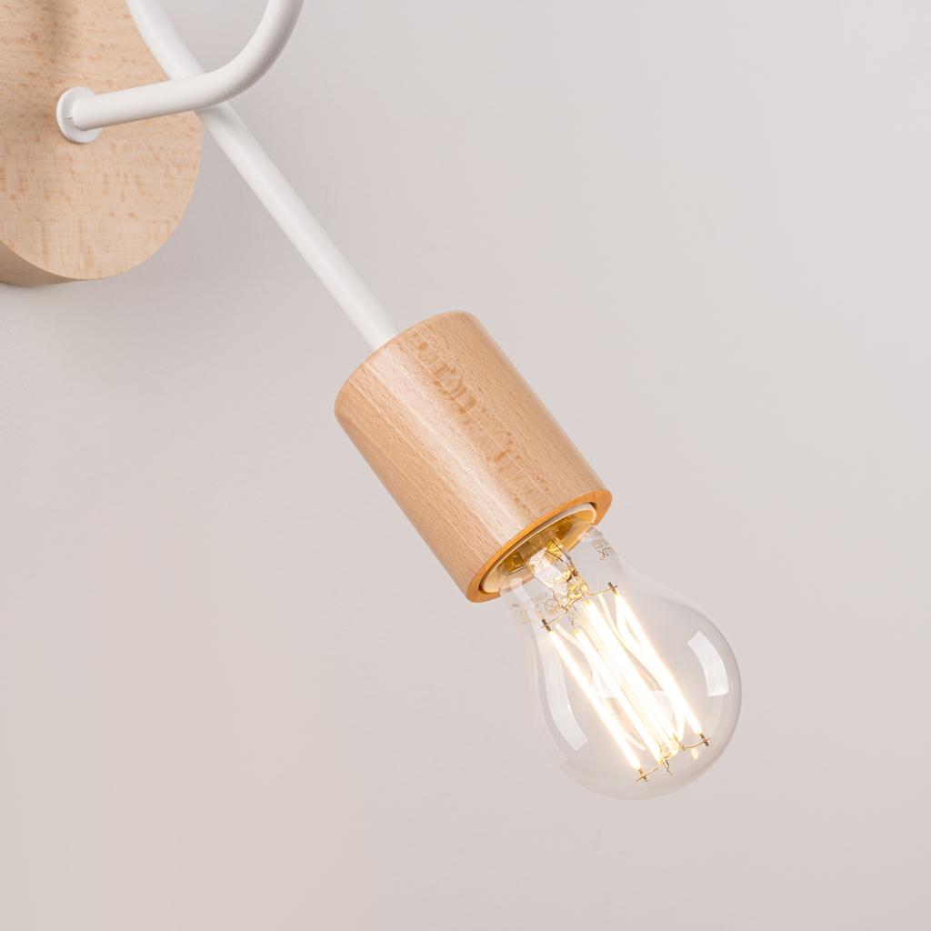 Kinkiet Ścienny Loftowy Pętla Biały / Jasne Drewno Do Przedpokoju Sypialni 1Xe27 15W Ember Sollux Lighting