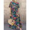 Elegant Party Dresses Women's Elegant Long Dress Loose Round Neck Short Sleeves Retro Printed Casual Women's Long Dress