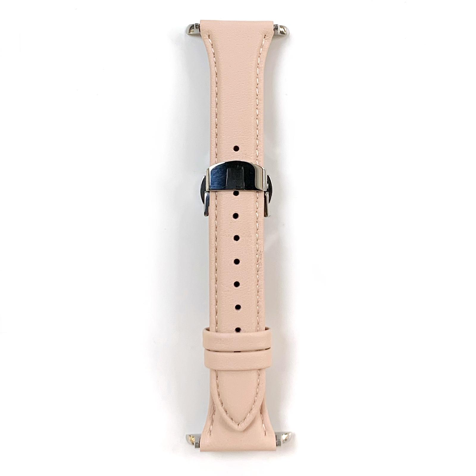 

For Apple Watch 10 46mm/Ultra 2/Ultra 49mm/9 8 7 45mm/SE (2023) SE (2022) SE 6 5 4 44mm/3 2 1 42mm Cow Leather Watchband Replacement Strap Pink/Silver