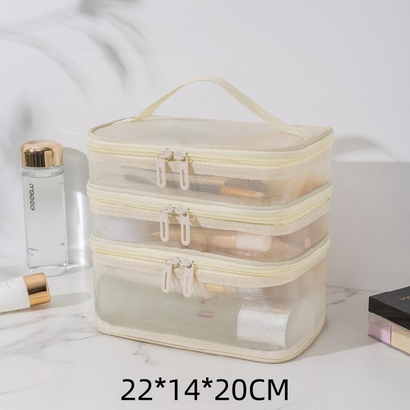 Reise-Mesh-Wasch-Aufbewahrungstasche, Make-up-Organizer, Kosmetik, Make-up, Hautpflegebox, Kunststoffbehälter, Handtasche für Damen und Herren, Badezimmer