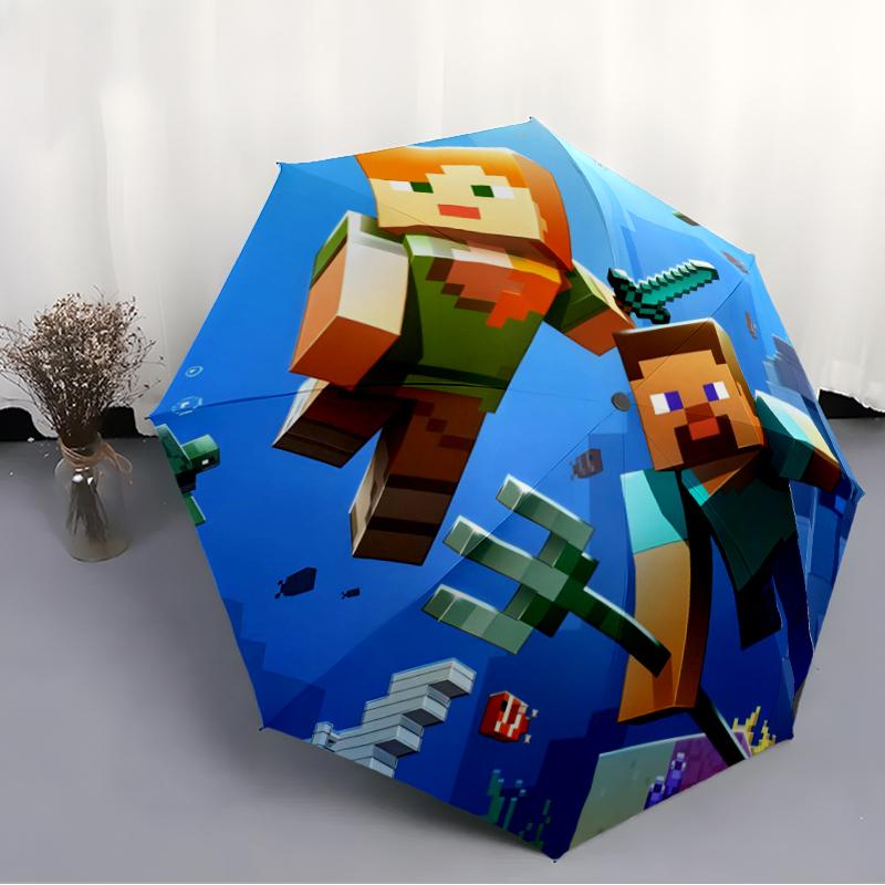 Pixel Game Fashionable Automatic Opening/Closing Folding Umbrella. Portable and Foldable, Ideal for Gift, Travel, and Daily Use.