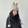 Solid Color Hand Knitted Cap Rabbit Ear Ear Protection Cap Cute Baby Crochet Hat  Kids