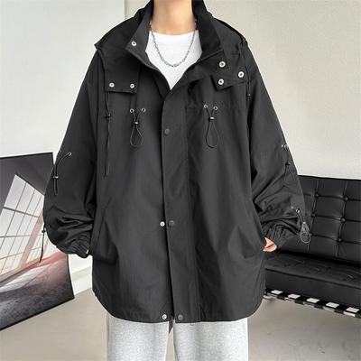 Jacke Herren Trenchcoat, Frühling Neu Hong Kong Stil Lässig Herrenbekleidung, Teenager Studenten Trend Kapuzen Herrenjacke