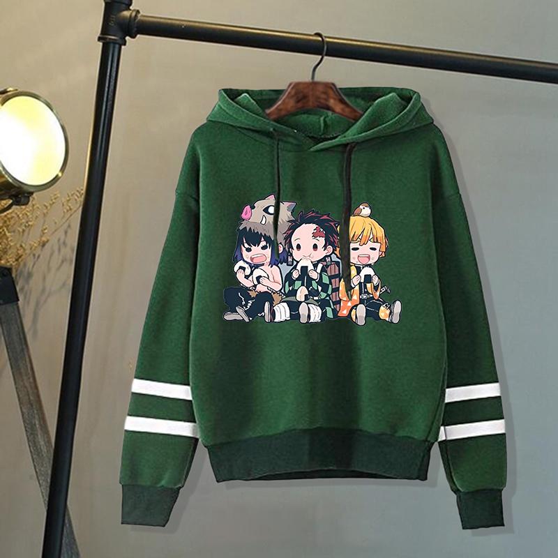 Neue Lustige Anime Hashibira Inosuke Kamado Tanjirou Agatsuma Zenitsu Cartoon Druck Hoodies Unisex Langarm Tops Streifen Pullover