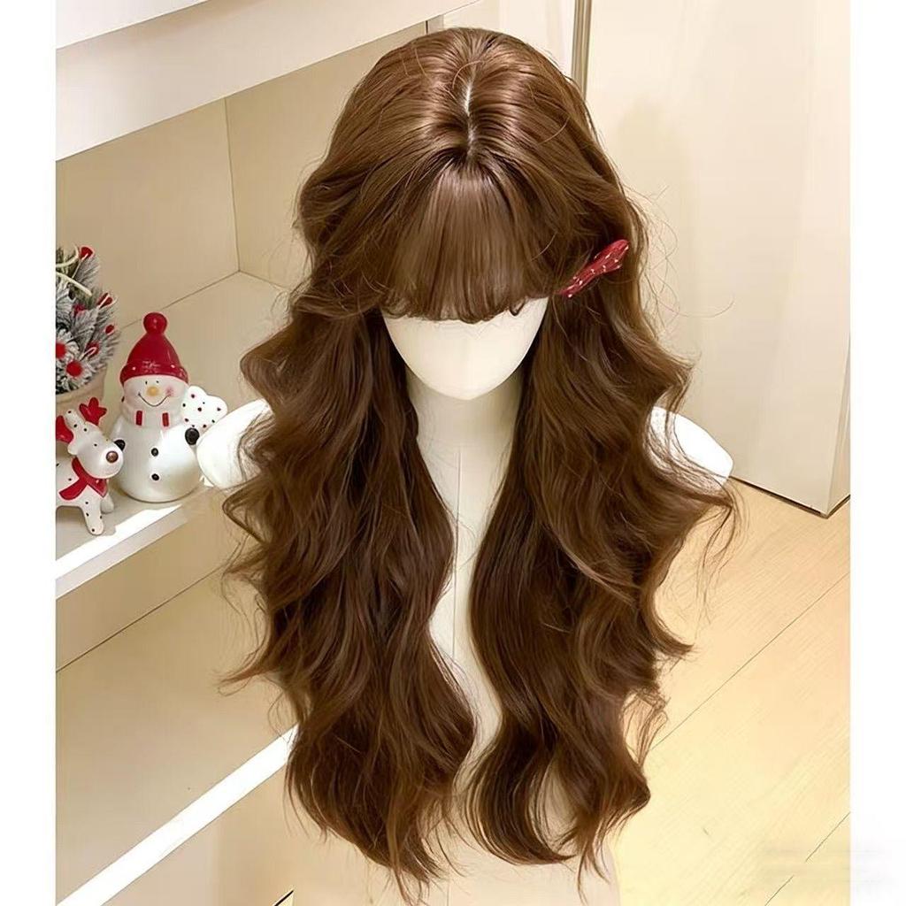 Korean Style Long Curly Ombre Wig for Women - Natural Autumn/Winter Vibe