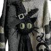 3D Halloween Gruseliges Gesicht Für Frauen Patchwork Print Strickpullover