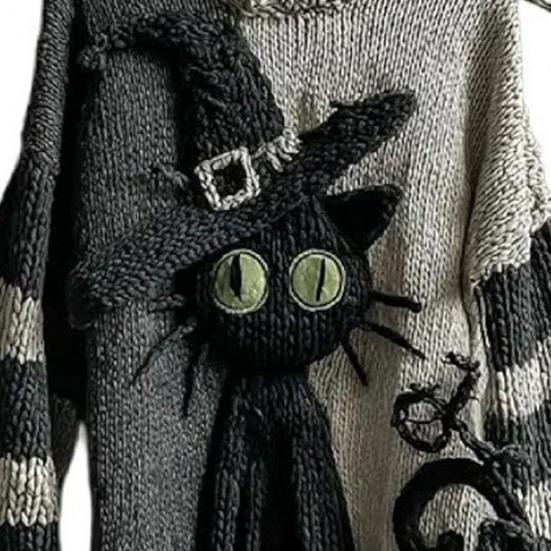 3D Halloween Gruseliges Gesicht Für Frauen Patchwork Print Strickpullover