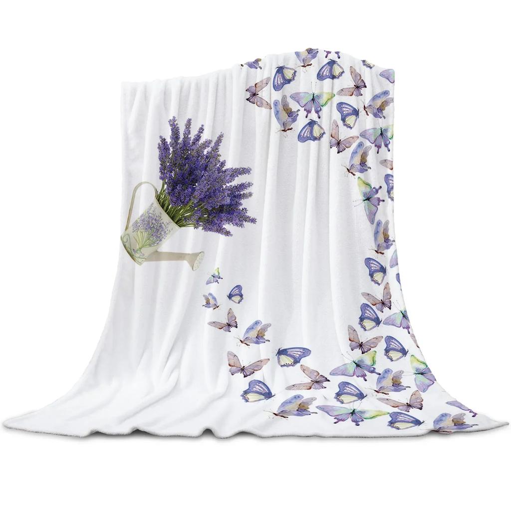 Farm Purple Fresh Flower Lavender Bicycle Flannel Blankets For Sofa Beds Bedding Room Soft Fleece Blanket Bedspread Home Textile