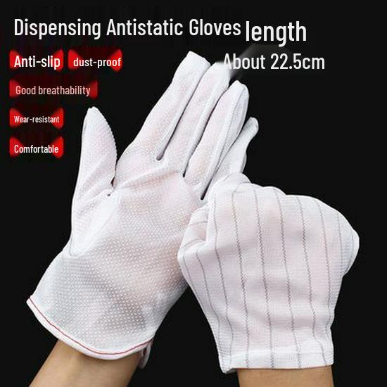 100 Pairs Anti-static Breathable Double-sided Stripe Protective Gloves for Cleanroom