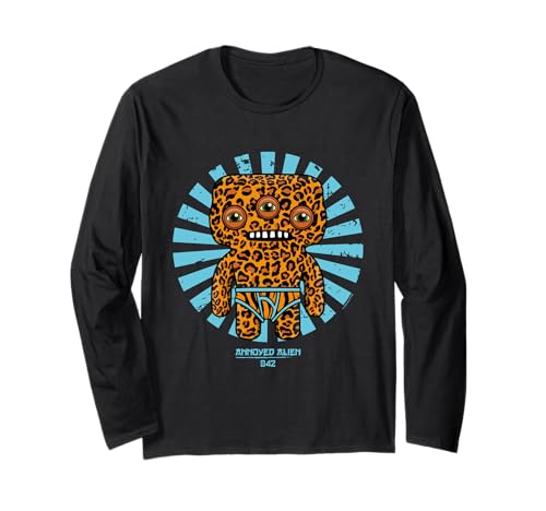 Fuggler Annoyed Alien Budgie Fuggler Retro Japanese Text Halloween Long Sleeve T-Shirt