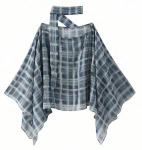 European and American Women's Wear Spring and Autumn Plaid Scarf Cape Shirt