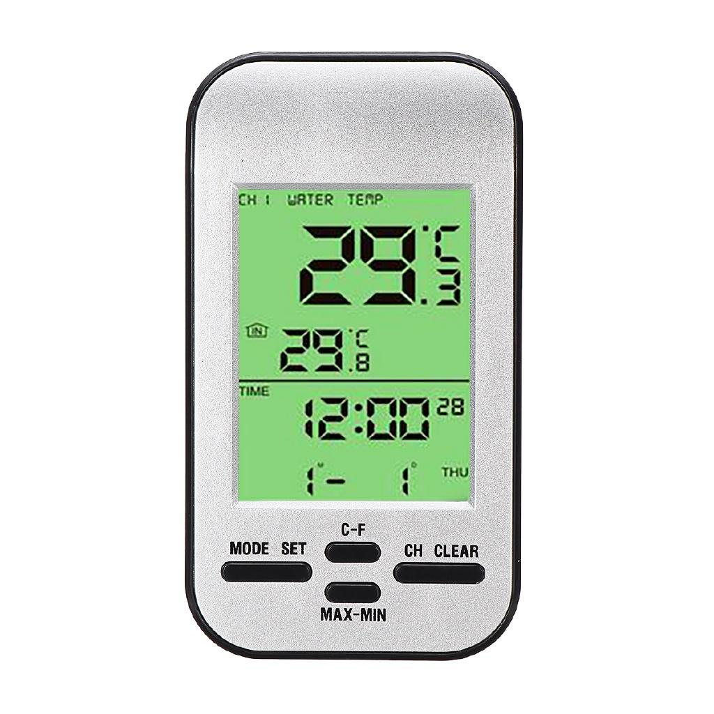 Waterproof Outside Sensor Wireless Swimming Pool Thermometer Water Temperature Detector Time Calendar LCD Display