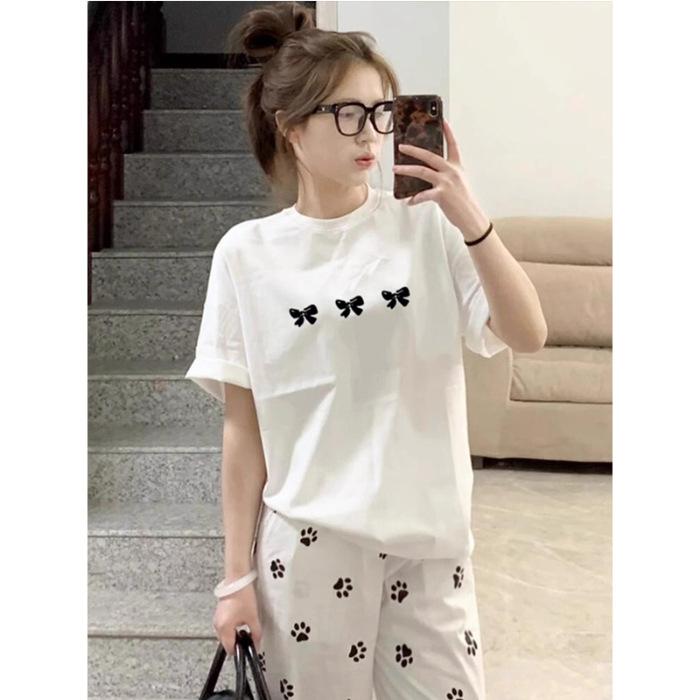 

Большой размер из чистого хлопка, корейская версия, свободная повседневная футболка с принтом, лето, новинка, универсальная, с коротким рукавом до плеча, женская S