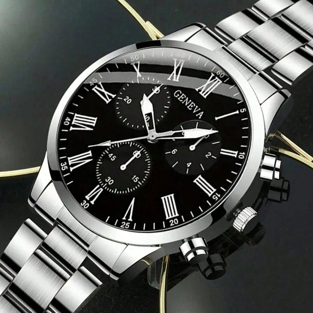 Fashion Men'S Steel Strap Watch Geneva Casual Business Quartz Watch Atmospheric Luminous Watch Trend