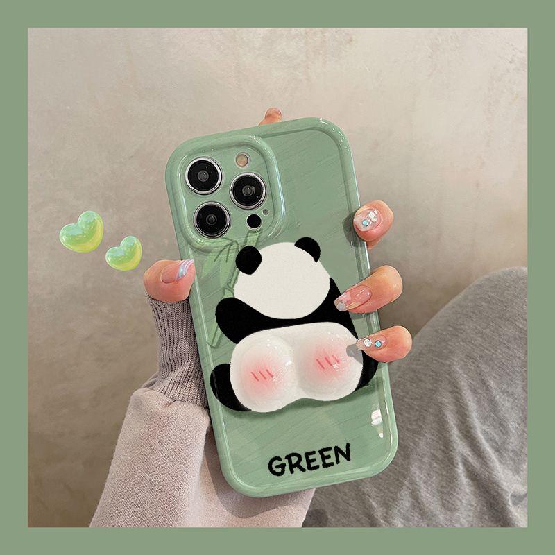 3D Cute Cartoon Decompress Panda Buttock Phone Case for iPhone 14 Plus 13 12 11 Pro Max XR XS X Soft TPU Protective Back Cover