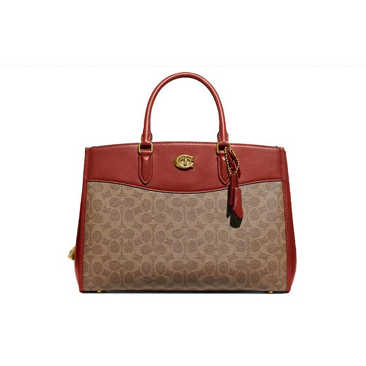 New COACH Brooke Leather Shoulder Bag Crossbody Bag Handbag Large Size Women's Tan & Rusty CE731-B4NQ4
