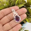 Natural Amethyst Gemstone 925 Sterling Silver Boho Jewelry Zircon Pendant 1.22" CZP-13-1