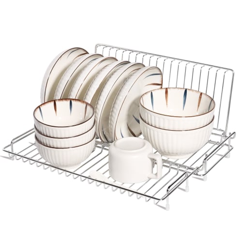 MYCARBON Over-the-Sink Dish Drainer, Antibacterial, Compact, Rust-Resistant, Stainless Steel, Extendable, Foldable, Space-Saving, Drying, and Ventilat