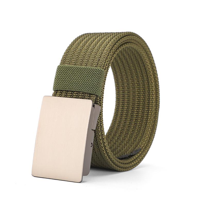

Nylon Quick-drying Belt Smooth Buckle Military Training Outdoor Toothless Automatic Buckle Braided Canvas Belt 120cm