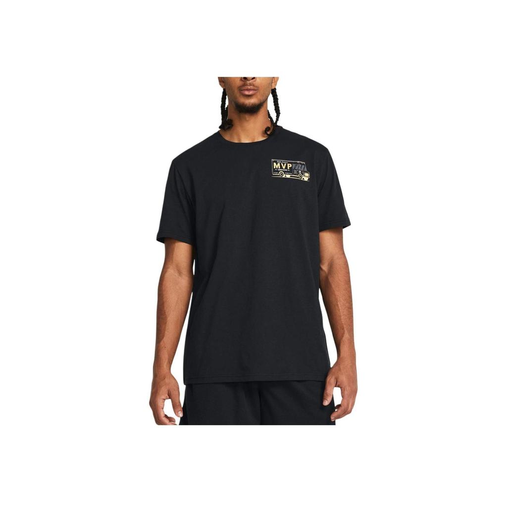 Under Armour Ua Mvp Services Buchstabenaufdruck Rundhals Kurzarm T-Shirt Herren T-Shirts Schwarz 1384288-001