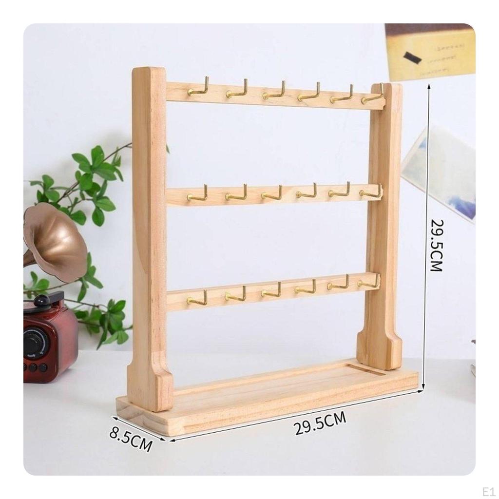 Wooden Jewelry Display Rack Solid Wood Keychain and Bracelet Stand Untangle Design Earring