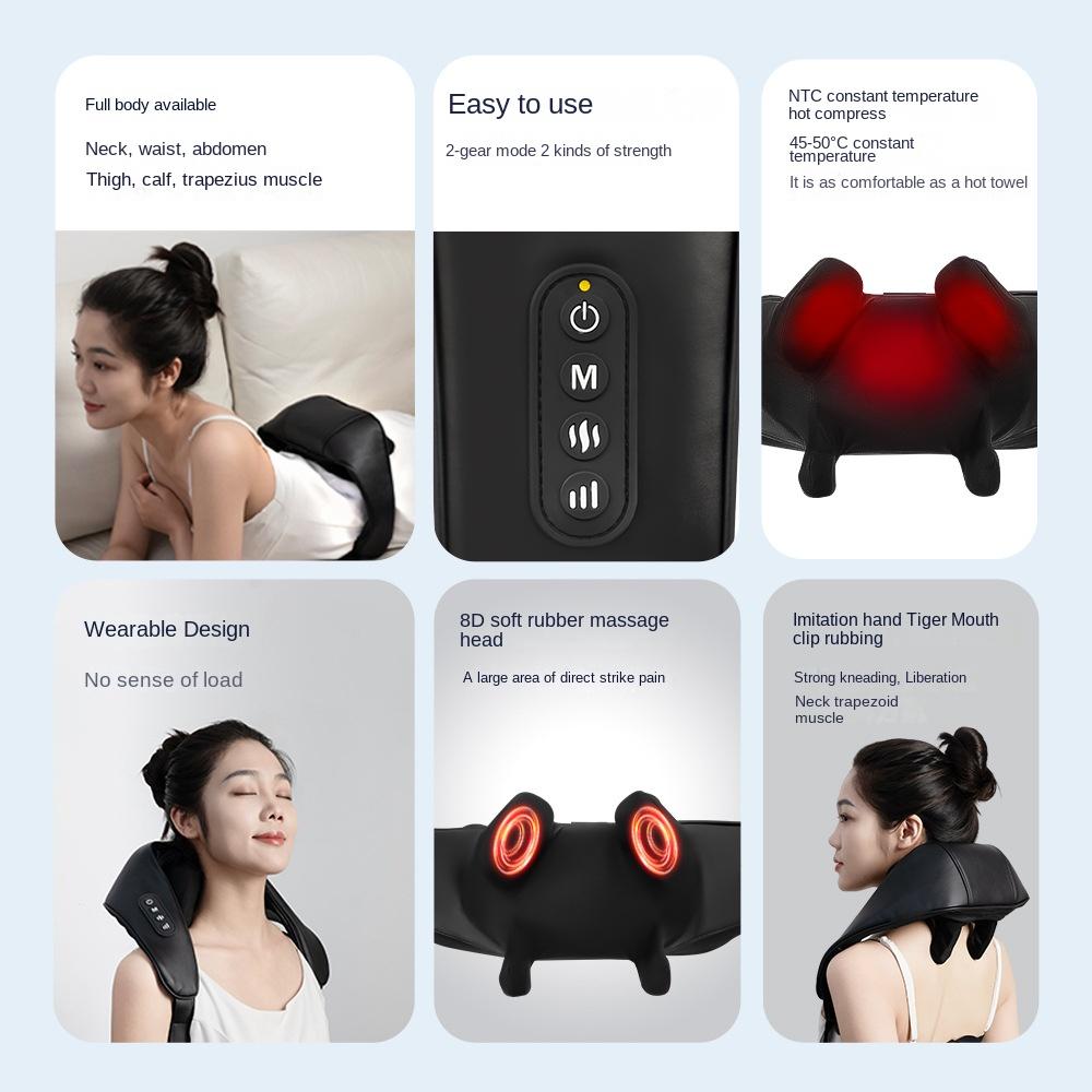Electric Cervical Massager Convenient Kneading Trapezius Finger Compression Neck Back Shoulder Massager Relieves Neck Pain