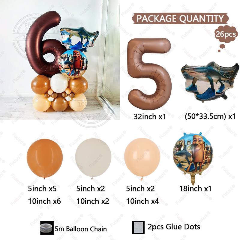 26pcs Italian Brainrot Garland Foill Balloons Column Tung Tung Sahur Birthday Party Gifts Kids Baby Shower Gifts Decorations