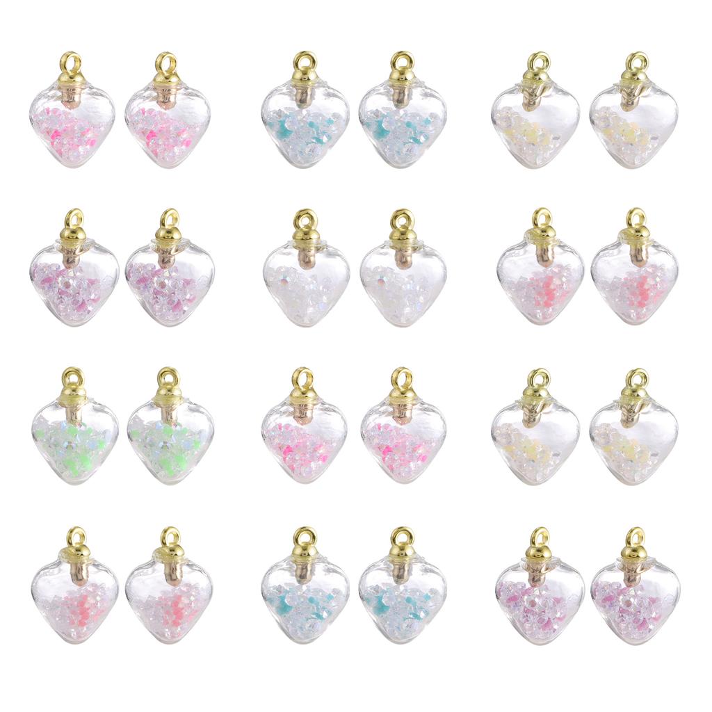 40pcs/pack Transparent Glass Ball Pendant DIY Handmade Jewelry Accessories Mixed Color Artificial Diamond Glass Ball