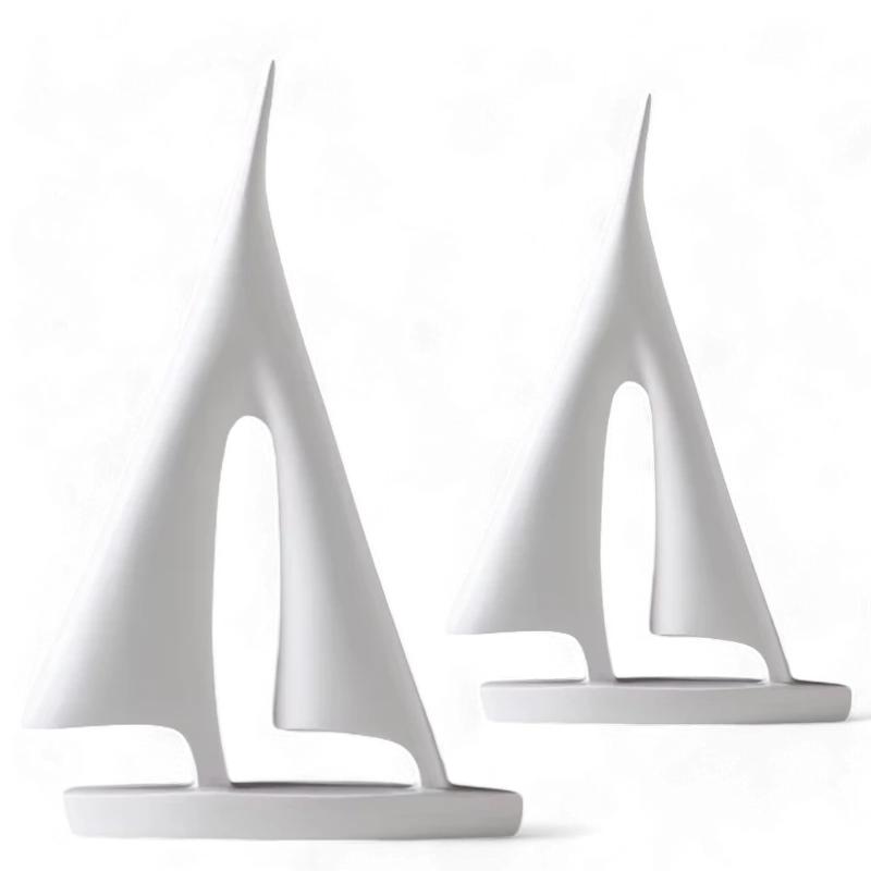 Ship Decorative Figurine White Large 28cm - Sailboat, Boat, Yacht