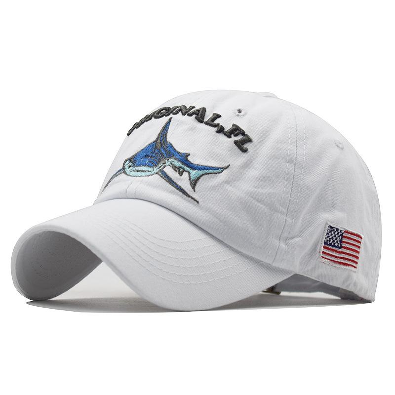 

Новая хлопковая мужская бейсболка для женщин, бейсболка Snapback, кепки с вышивкой акулы, повседневные бейсболки, мужские бейсболки 54-60cm белый